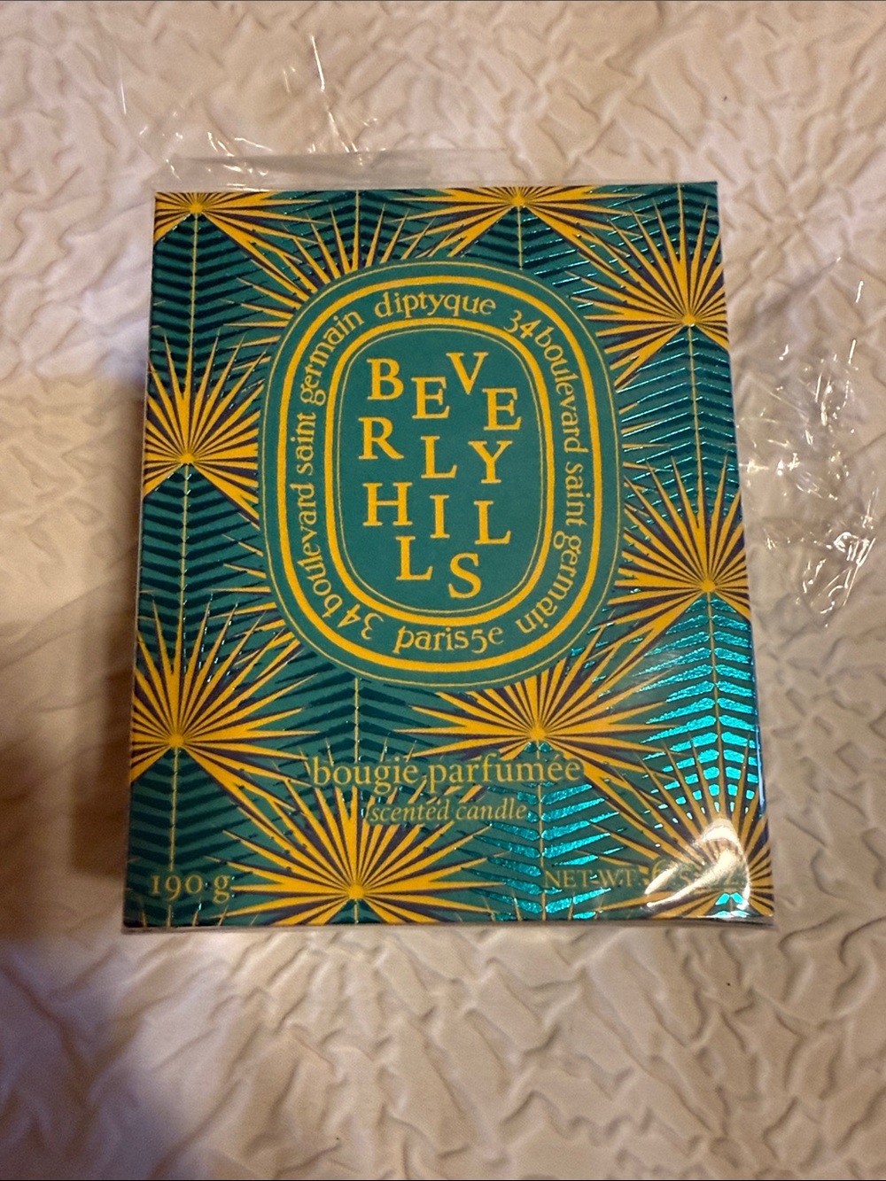 diptyque Beverly Hills Candle in Teal and Gold